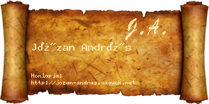 Józan András névjegykártya